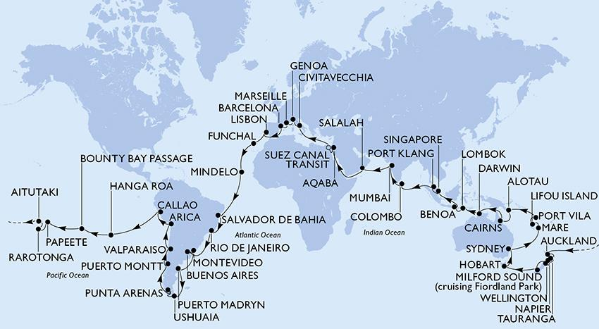 cruceros con msc, y crucero vuelta al mundo