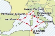 Imagen del mapa del crucero Grand Holiday por el mediterraneo