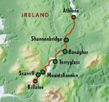 Mapa de la ruta del crucero por Irlanda