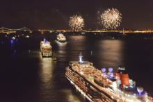 Imagen de las tres reinas CUnard en Nueva YOrk 