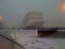 El Norwegian Epic realiza sus primeras pruebas de mar Imagen del Norwegian Epic llegando nuevamente a los astilleros