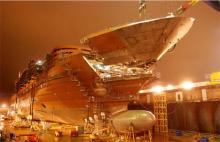 Imagen del casco del Norwegian Epic construyendose