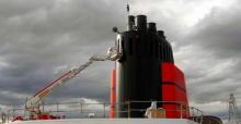El Queen Elizabeth fue entregado a la Cunard Line Imagen de la chimenea del Queen Elizabeth