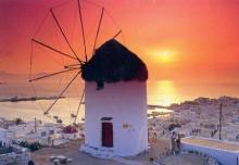 Imagen de uno de los molinos de la isla de Mykonos