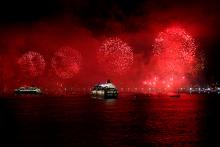 Imagen del Grand Celebration frente a la costa de Río de Janeiro en pleno carnav