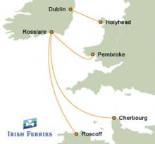 Trayectos de la naviera Irish Ferries