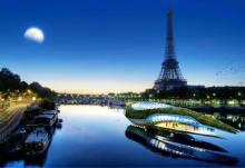 Imagen virtual del Physalia pasando junto a la torre Eiffell
