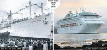 Imagen del primero y el último barco llegado a Port Chalmers