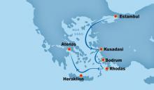 mapa de Islas Griegas y Turquía