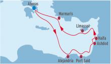 Mapa de la ruta Tierra Santa de Pullmantur