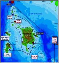 Mapa del crucero por las Perlas de Panamá