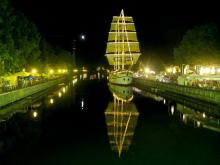FOto nocturna de Klaipeda en Lituania