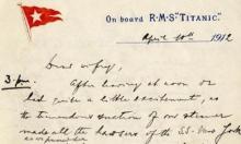 Imagen de un extracto de una carta del Titanic