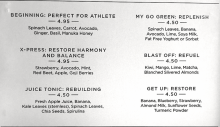 Senses Juice Bar carta Senses Juice Bar carta